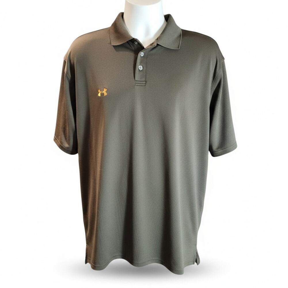 Under Armour Mens Performance Polo Shirt Brown Size L Golf Short Sleeve Athletic